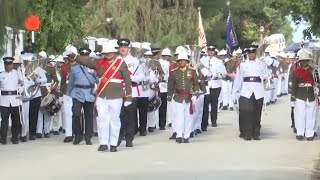 Tonga Military Brass Band amp Police Force Brass Band Parade To Mark The King Of Tonga Birthday 2023 [upl. by Monahon815]