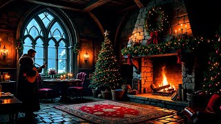 Celtic Christmas Medieval Tavern Ambience ✦ Acoustic Guitar amp Fireplace Sounds [upl. by Mihsah]