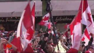 Raw Video Fans Celebrate Canadas Hockey Gold [upl. by Niltyak]