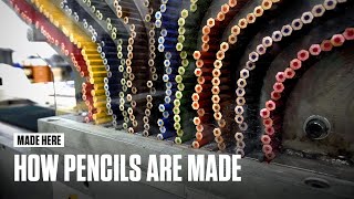 How Pencils Are Made  Made Here  Popular Mechanics [upl. by Ylagam706]