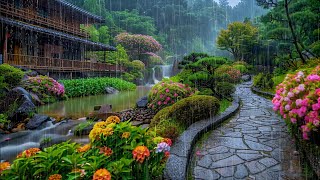 Feel Better With Enough Sleep With Rain Sound At Japanese Village for Stress Relief amp Sleep Better [upl. by Sucy]