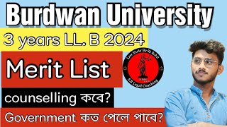 Burdwan University LLB Merit List 2024burdwanuniversity [upl. by Juli]