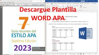 NORMAS APA SÉPTIMA EDICIÓN 2023 plantilla gratis COMPLETO para tesis y trabajos monográficos [upl. by Samanthia615]