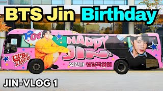 ARMYs Guide to BTS Jins Birthday around HYBE  Birthday Cafes amp Projects [upl. by Kcim]