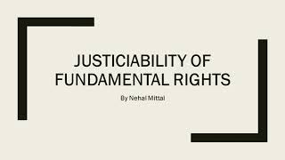 Basics of Indian Constitution Justiciability of fundamental Rights [upl. by Omolhs]