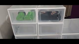 SEE SPRING Large 12 Pack Shoe Storage Box Clear Plastic Stackable Shoe Organizer Review [upl. by Delanie]