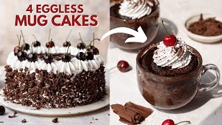 Turning BIG Cakes into MUG CAKES😱 4 Eggless Mug Cake Recipes  2 Min Cakes at Home [upl. by Leahcimdivad]