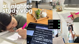 pulling an all nighter to study for midterms exam week  study vlog [upl. by Lihka]