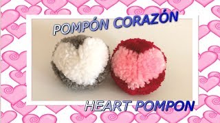 Aprende hacer POMPONES de LANA con DIBUJO de CORAZÓN How to make WOOLEN POMPON with HEART DRAWING [upl. by Prudhoe]