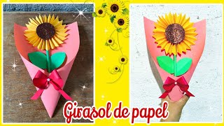 GIRASOL de papel 🌻\ramo de FLORES AMARILLAS\flores de papel\Diy manualidades 🌻✂️ [upl. by Balf]