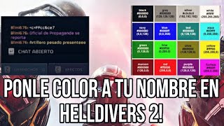 Cambia los colores de texto y de tu nombre en Helldivers 2 usa el color que quieras [upl. by Ahsener485]