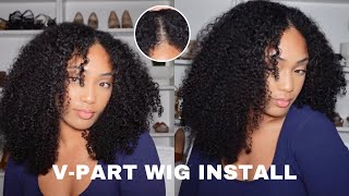 MOST REALISTIC KINKY CURLY VPART WIG INSTALL REVIEW FTUNICE [upl. by Roos981]