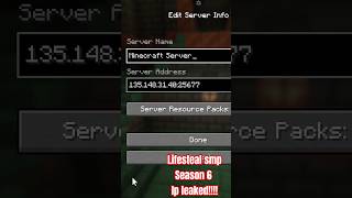 Lifesteal SMP IP Leaked 😱 shorts lifesteal minecraft [upl. by Eille]