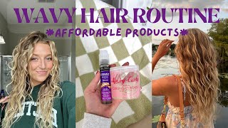 WAVY HAIR ROUTINE using only affordable drugstore products [upl. by Warms]