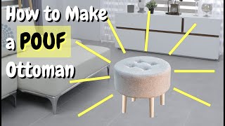 DIY Round POUF Ottoman  Make your Own FOOTSTOOL [upl. by Winifield769]