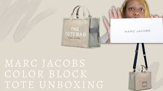 Marc Jacobs Color Block Tote Bag Review  Beige Multi [upl. by Cadmann]