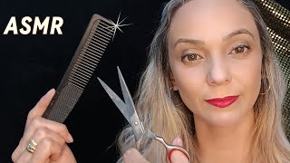 ASMR Corte de Cabelo✂️ Som de escova no cabelo asmr asmrsounds satisfying [upl. by Ahsikin300]