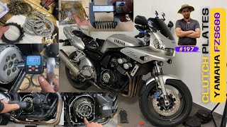 197  Bad Clutch Plates 😕🏍️  How to Change Clutch Plates of Yamaha fzs600 [upl. by Nimajeb]