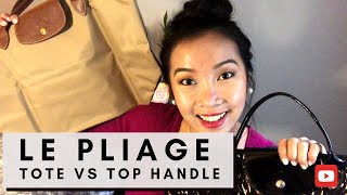 LONGCHAMP LE PLIAGE  COMPARISON  TOTE VS TOPHANDLE  LARGE VS MEDIUM [upl. by Marjy]