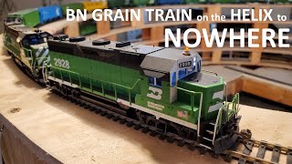 Raw and uncut HO Scale Athearn Blue Box Era Grain Train Summits my Helix to Nowhere [upl. by Rew911]