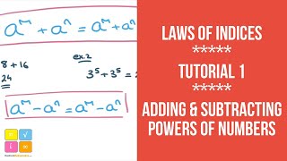 Laws of Indices  Tutorial 1  adding amp subtracting powers of numbers [upl. by Llerryt]