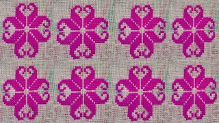 পাপোশ ডিজাইন  Most Beautiful Cross Stitch Flower Design   চটের উপর ফুলের নকশা [upl. by Schramke]