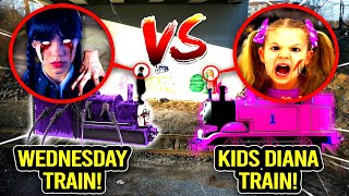 I FOUND WEDNESDAY ADDAMS AND KIDS DIANA SHOW IN REAL LIFE WEDNESDAY amp DIANA TRAINS [upl. by Asilehc422]