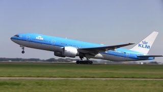 KLM ► Boeing 777200 ► Takeoff ✈ Amsterdam Airport Schiphol [upl. by Sheets]