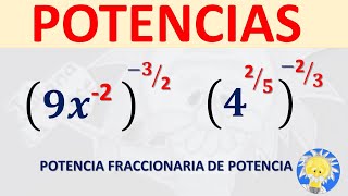 POTENCIAS con EXPONENTE FRACCIONARIO NEGATIVO  POTENCIA DE POTENCIAS  Juliana la Profe [upl. by Carleen592]