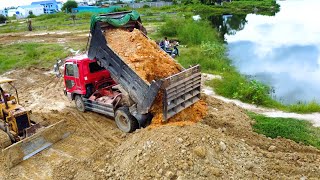 Unexpected Project Enjoy Expand Trail For Building Resort DB20 Bulldozer And Dump Truck Working [upl. by Marci]