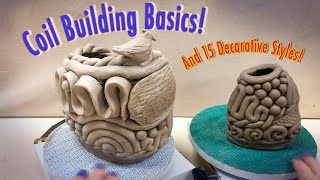 Coil Building Basics with 15 Decorative Coil Techniques An Easy Beginners Tutorial in Clay [upl. by Semela]