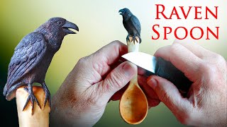 Hand Carved Raven Spoon [upl. by Aihsoj]