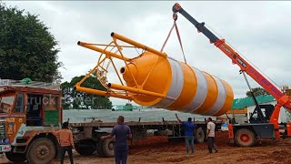 Silo Unloading From Big Truck  100 Ton Capacity Cement Silo  Cement Tank [upl. by Verina]