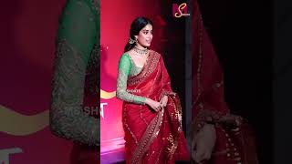 Janhvi Kapoor Exudes Grace And Royalty In A Red HandEmbroidered Saree  devaramovie janhvikapoor [upl. by Ecinuahs94]