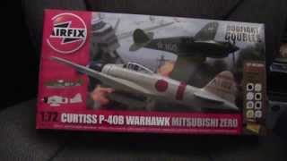 172 Airfix P40B A6M2 Duel Kit ReviewPreview [upl. by Akapol]