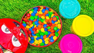 Satisfying Video  Magic MampMs Container with Shiny Lollipop Slimes amp Glossy Skittles Balls ASMR [upl. by Tegdirb]