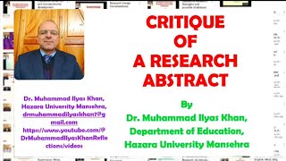 CRITIQUE OF RESEARCH ABSTRACT [upl. by Oam77]