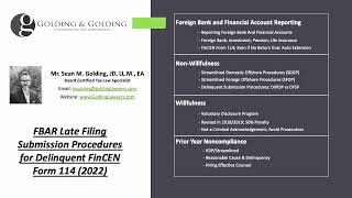 FBAR Late Filing Submission Procedures for Delinquent FinCEN Form 114 New 2022 [upl. by Matazzoni]