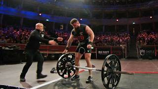 Pavlo passes out then smashes 185kg407lb Axle Press [upl. by Vanthe585]