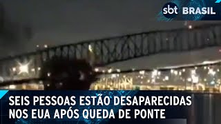 Ponte desaba em Baltimore e deixa seis desaparecidos  SBT Brasil 260324 [upl. by Lativa]