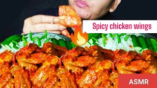 ASMR SPICY CHICKEN WINGS 🔥 WITH RICE  EATING SHOW [upl. by Timmy]