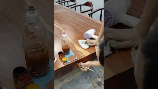 Amazing RESTORATION  Refinishing Solid Wooden Tables deformed crack  Furniture Restoration [upl. by Yerxa]