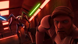 Grievous vs Kenobi on Kamino 4K HDR  Star Wars The Clone Wars [upl. by Ayenat890]