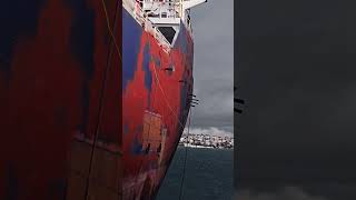 Windy day in the shipyard ship maritime shipping marine vessel wind windy storm rain air [upl. by Neleag]