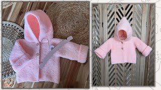 347 Tutoriel Paletot Bébé🧶Tailles 1mois à 1824mois mailanec tutorial knitting pattern tricot [upl. by Algie810]