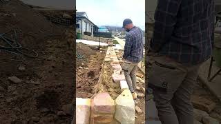 Completing a Sandstone Retaining Wall stonewalling canberra gardendesign [upl. by Omarr]