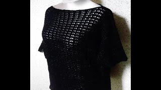 Fledermauspulli häkeln quotTessaquot Sommer Pulli häkeln Crochet bat sweater  Linkshänder lefthanded 01 [upl. by Kalb]