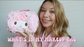 Whats In My Cute Travel Makeup Bag [upl. by Ahsitam]