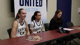 NCAA Womens Basketball Press Conference Trinity v Notre Dame Md [upl. by Alrac]