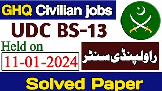 UDC GHQ Rawalpindi todays paper 11012024  GHQ UDC paper ghqjobs udc [upl. by Araiet]